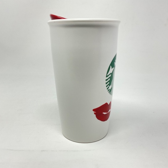 Starbucks 2015 Red Lips Kiss Valentines Travel Tumbler with Lid - Picture 8 of 9